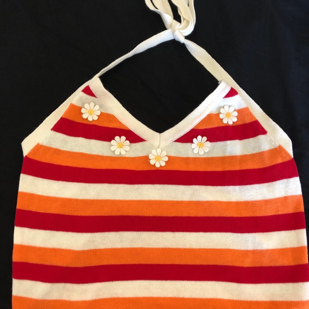 70’s style striped halter top with flowers